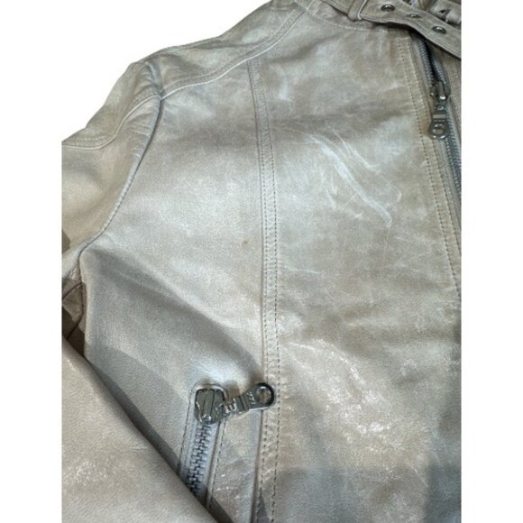 Schott NYC Vintage Women's Leather Jacket Cream Size Medium - Picture 8 of 11